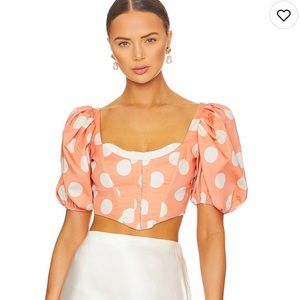 For Love and Lemons Polka Dot Crop Top